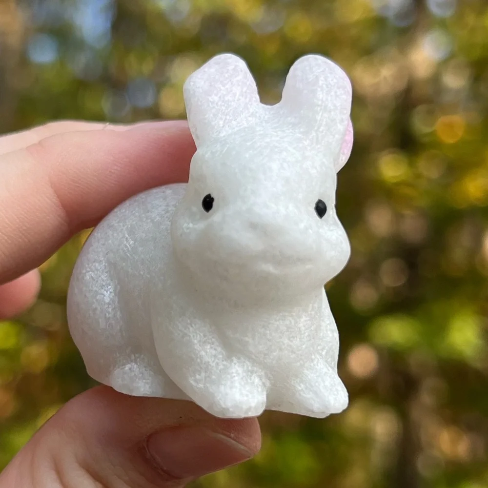 White Jade Rabbit Crystal Figurine - Picture 2 of 4